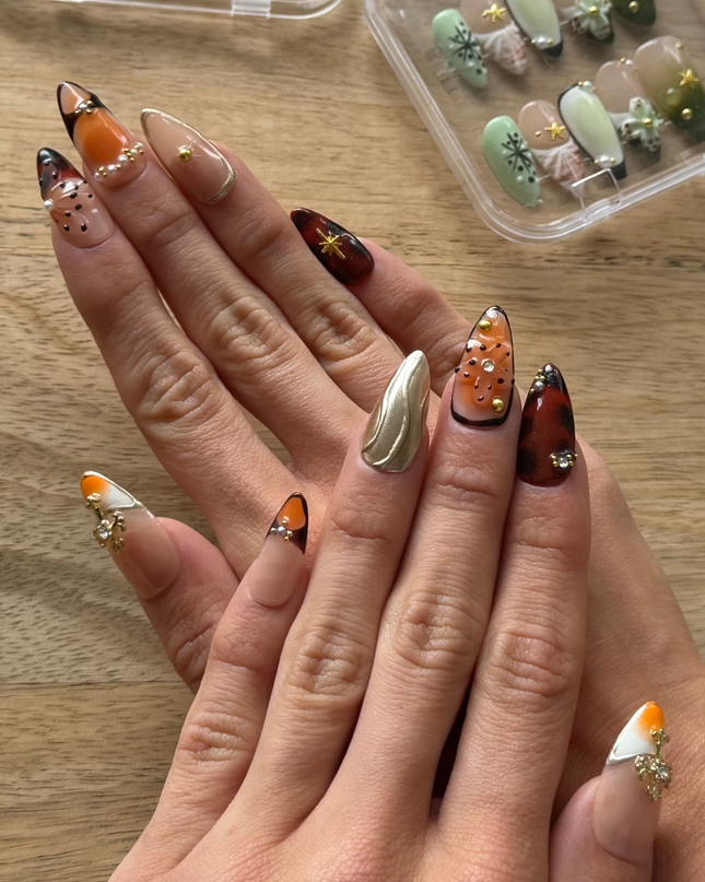 Orange Spring Press On Nails