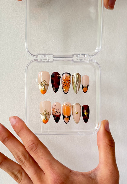 Orange Spring Press On Nails