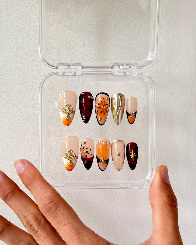 Orange Spring Press On Nails