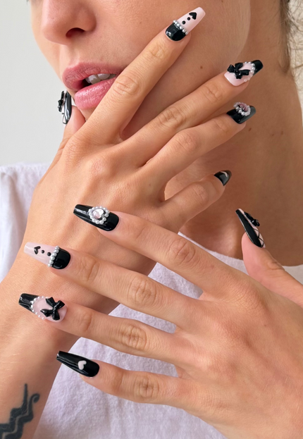 Gothic Pink & Black Press On Nails