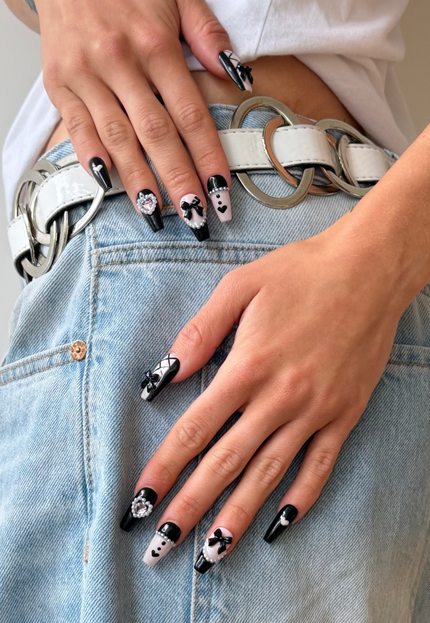 Gothic Pink & Black Press On Nails