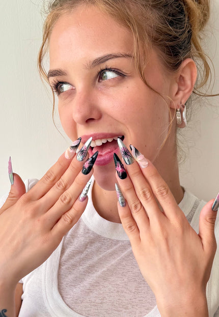 Midnight Orchid Chrome Press On Nails