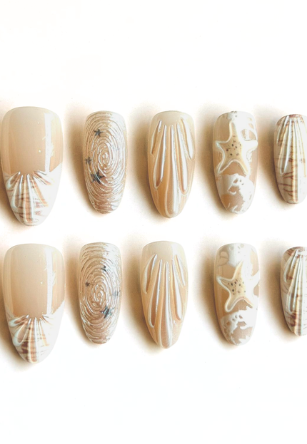 White Mermaid Press on Nails