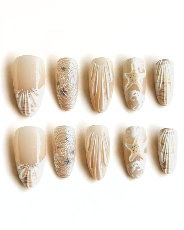 White Mermaid Press on Nails