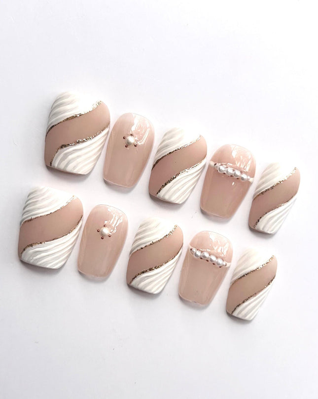 Swirl Pearl Press On Nails