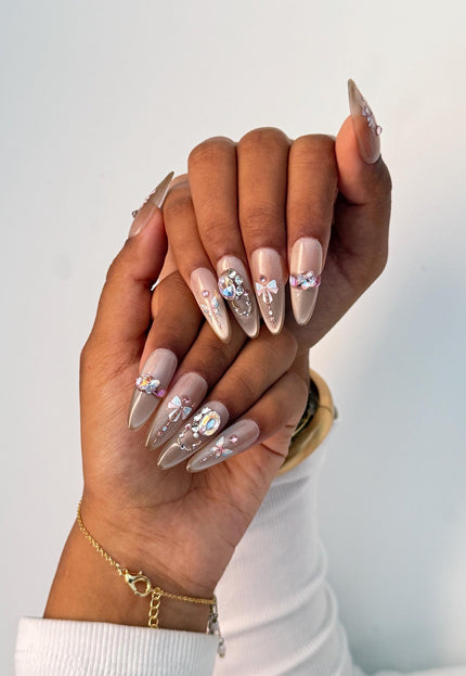 Bow & Gemstone Press-On Nails