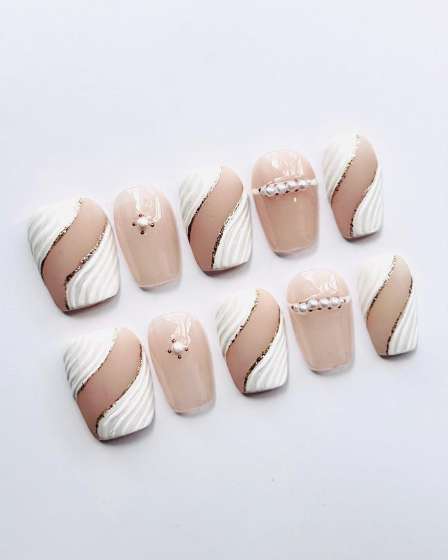 Swirl Pearl Press On Nails