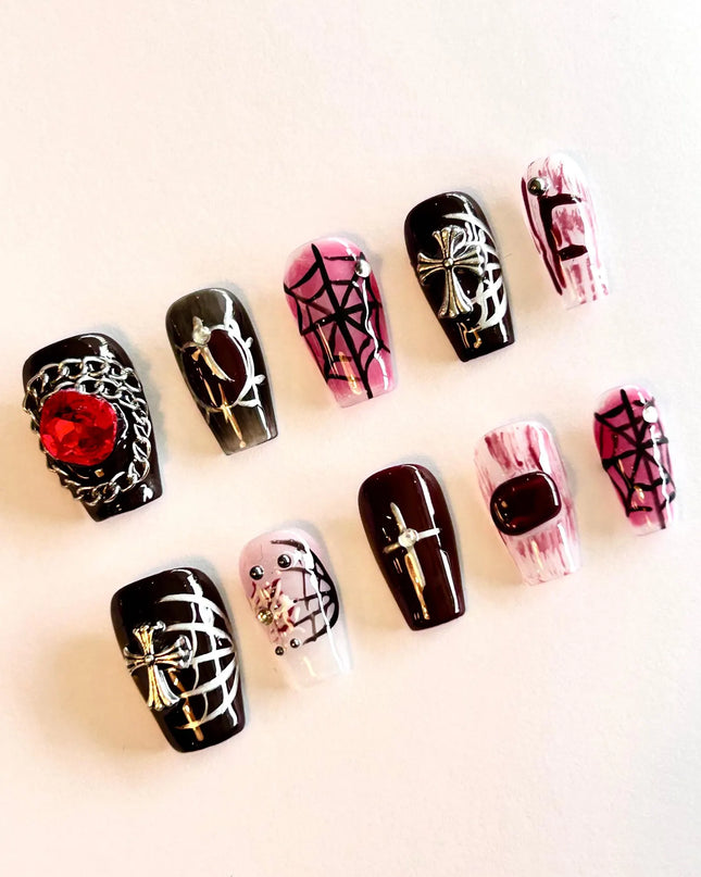 Gothic Ruby Press on Nails