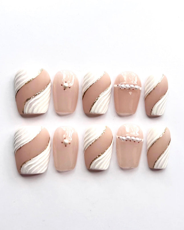 Swirl Pearl Press On Nails