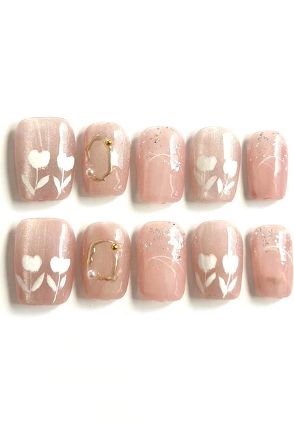 Pink Lily Short Press-On Nails