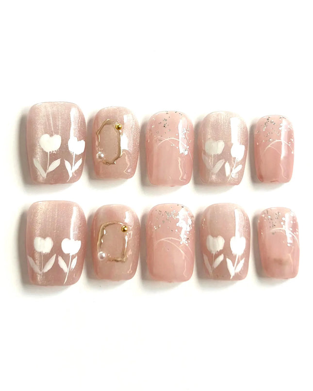 Pink Lily Short Press-On Nails