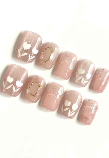 Pink Lily Short Press-On Nails