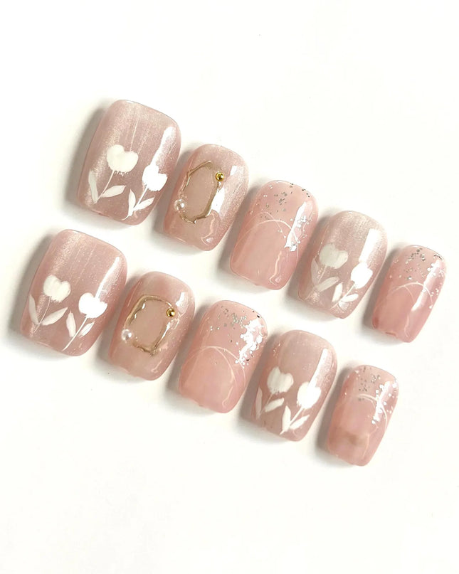 Pink Lily Short Press-On Nails