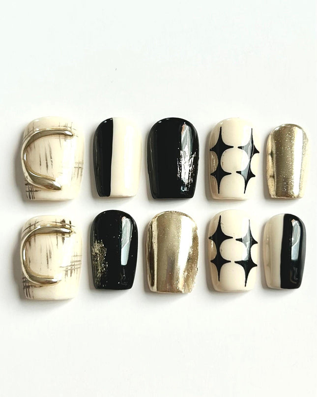 Black Gold Press On Nails
