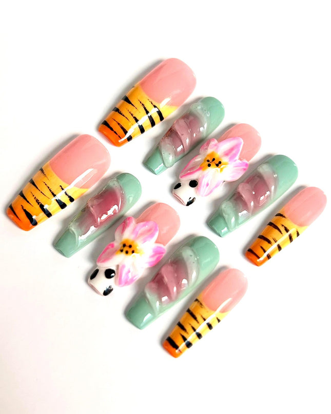 Tiger Blossom Press On Nails