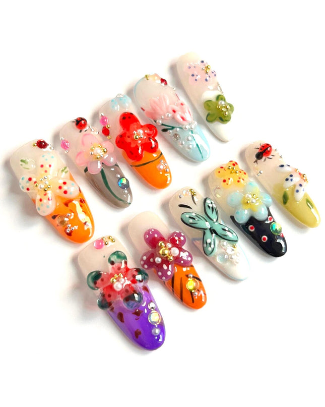 Garden Party 3D Press On Nails