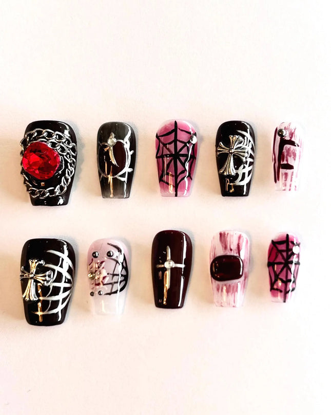Gothic Ruby Press on Nails