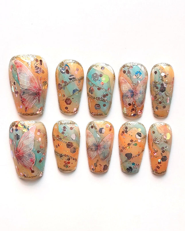 Butterfly Mosaic Press-On Nails