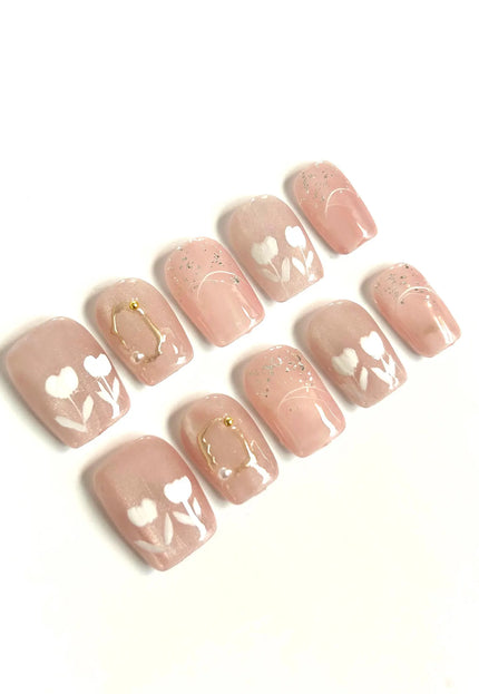 Pink Lily Short Press-On Nails