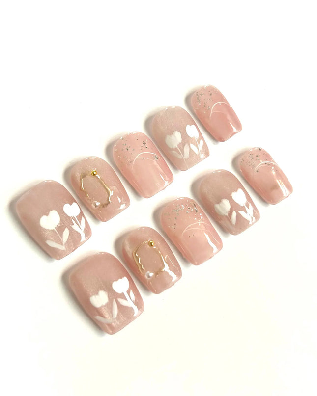 Pink Lily Short Press-On Nails