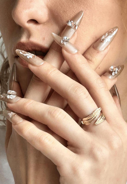 Bow & Gemstone Press-On Nails