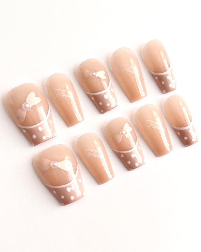 Bow & Polka Dot Press On Nails