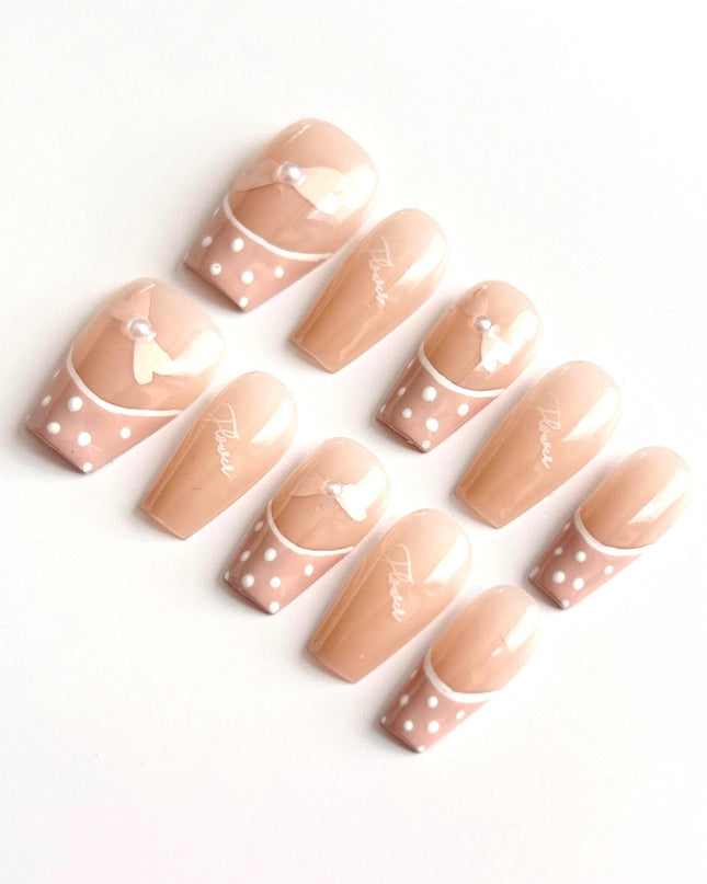 Bow & Polka Dot Press On Nails