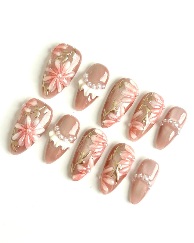 Blush Floral Press-On Nails