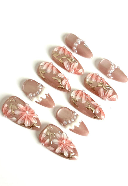 Blush Floral Press-On Nails
