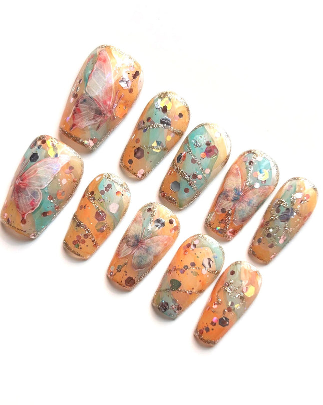 Butterfly Mosaic Press-On Nails