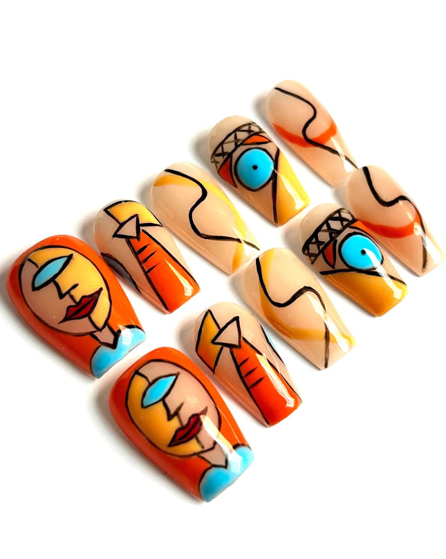 Abstract Orange Press-On Nails