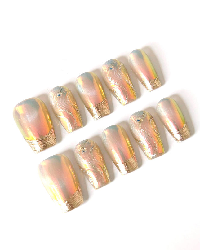 Chrome Swirl Press On Nails