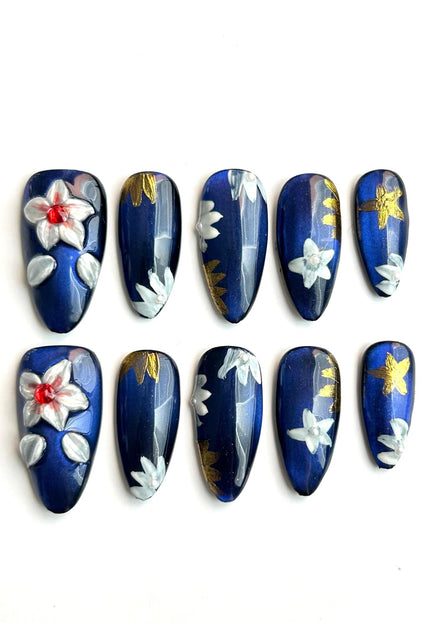 Sapphire Bloom Press-On Nails