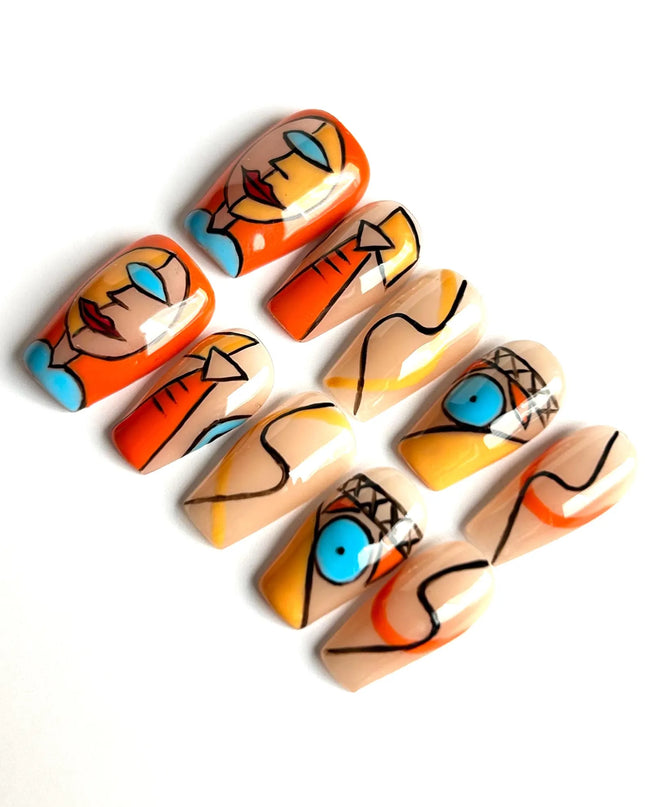 Abstract Orange Press-On Nails