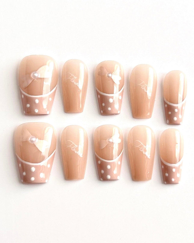 Bow & Polka Dot Press On Nails