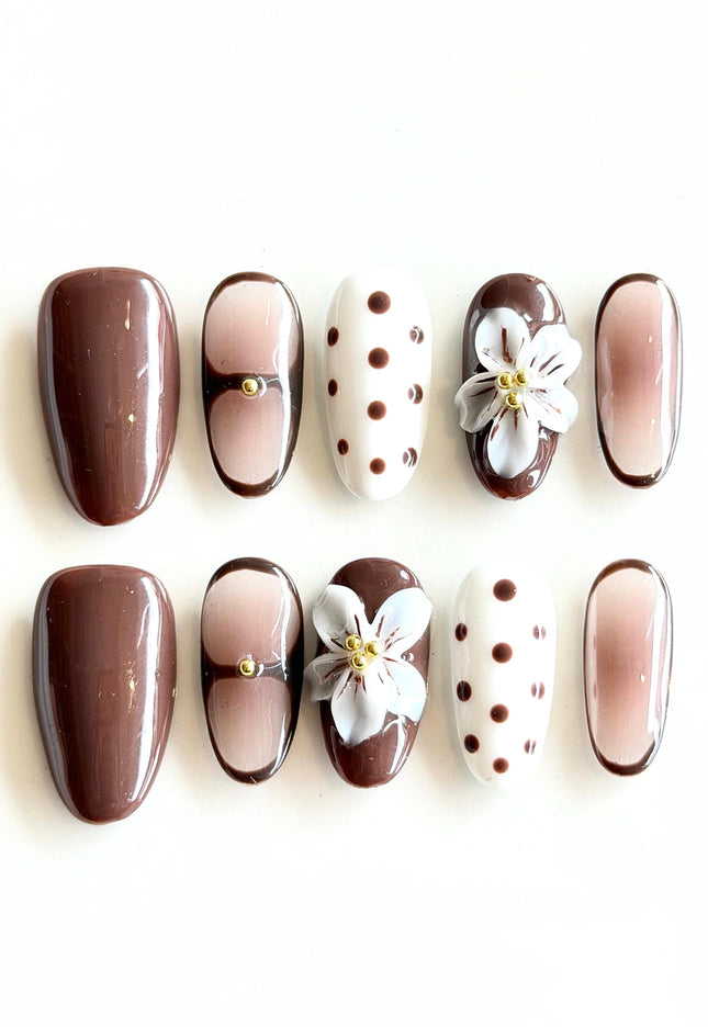 Brown Almond Press On Nails