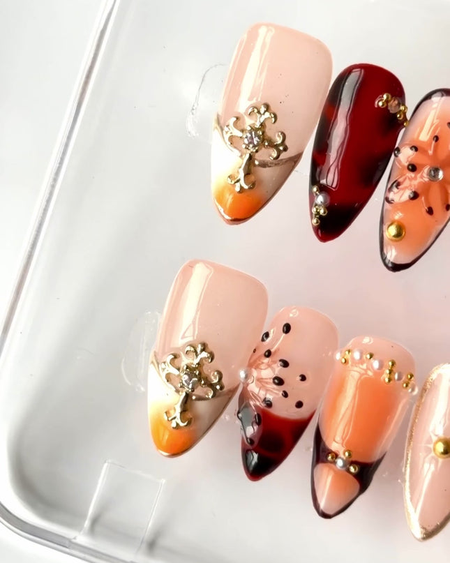 Orange Spring Press On Nails