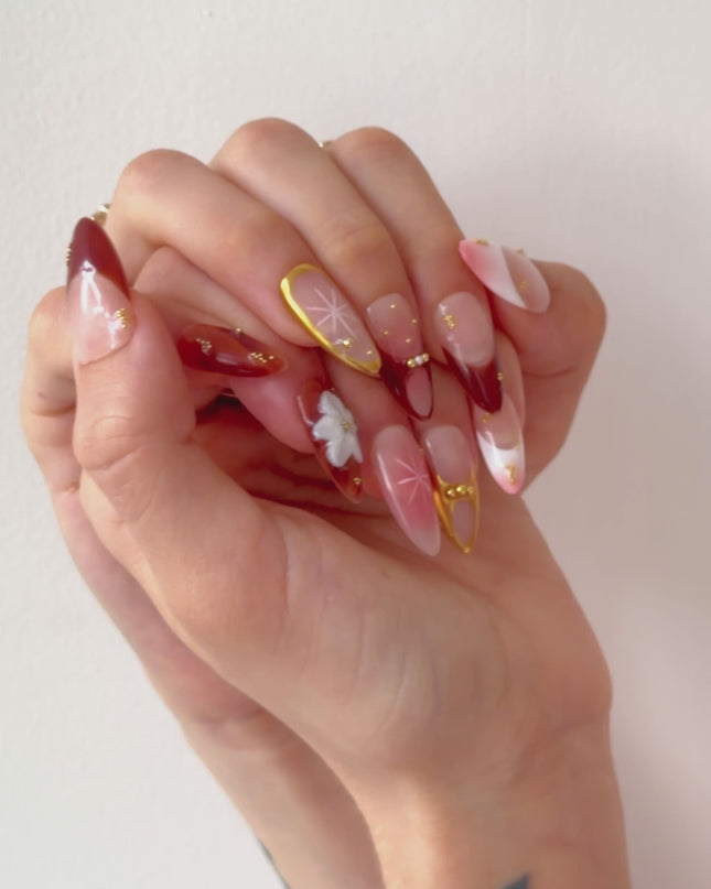 Golden Maple Bloom Press On Nails