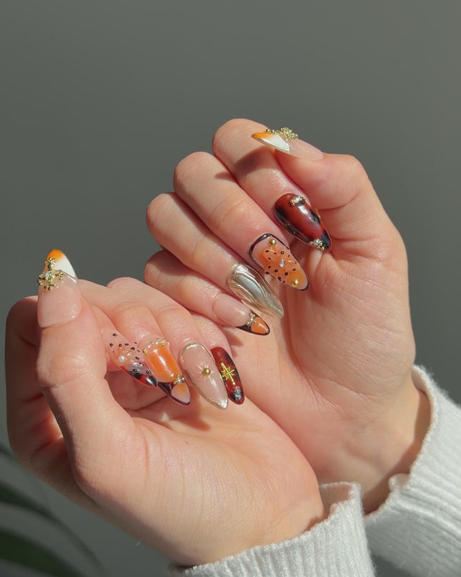 Orange Spring Press On Nails