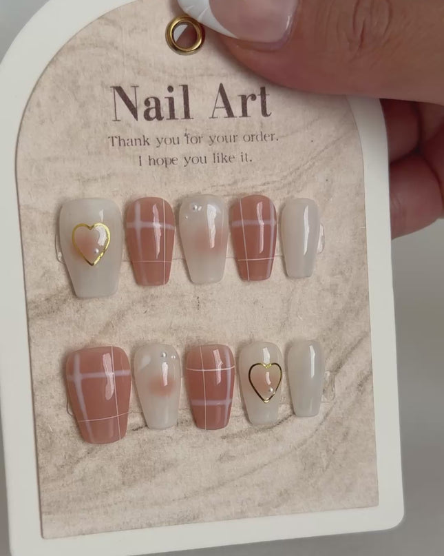 Nude Heart Press On Nails
