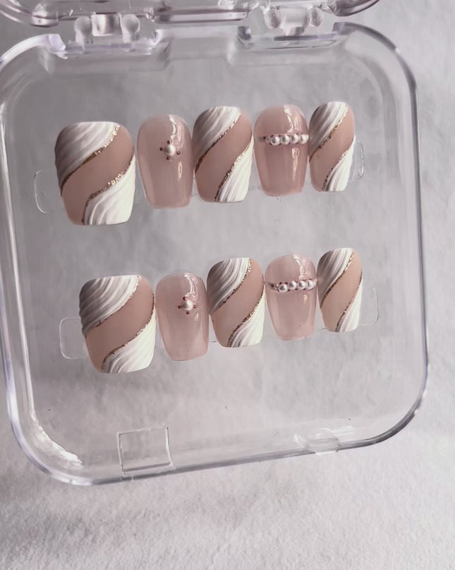 Swirl Pearl Press On Nails