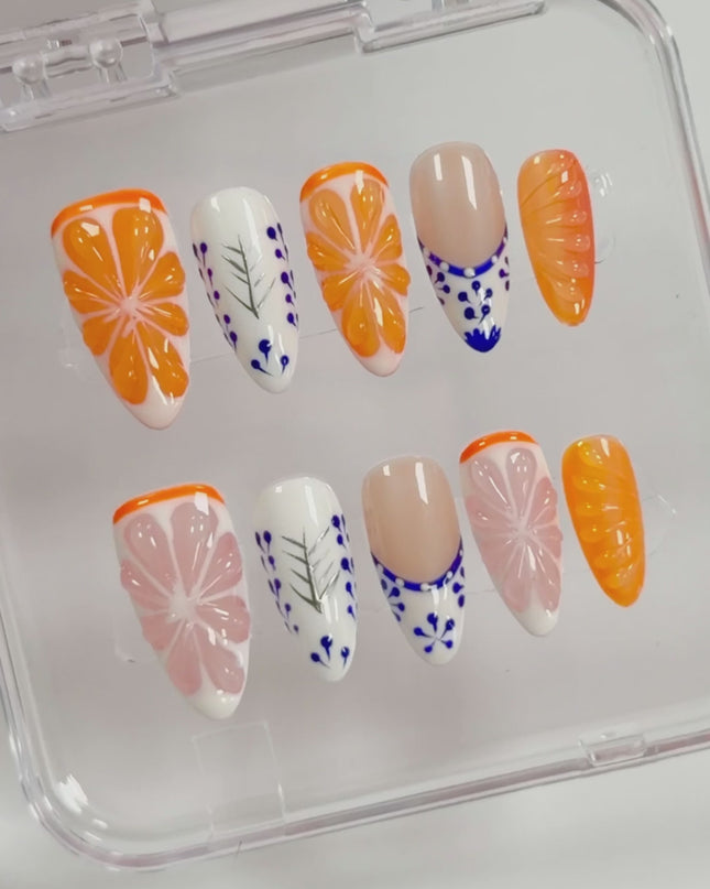 Greek Citrus Press On Nails