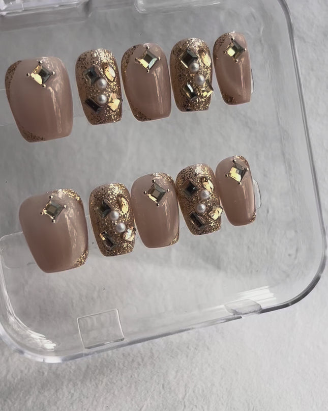 Gold Gem Press On Nails
