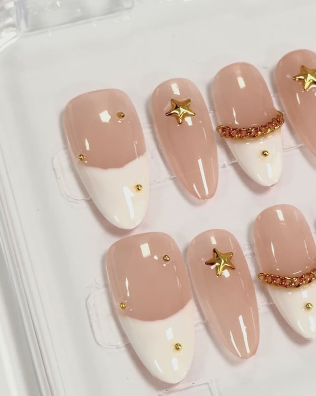 Golden Starlet French Press On Nails