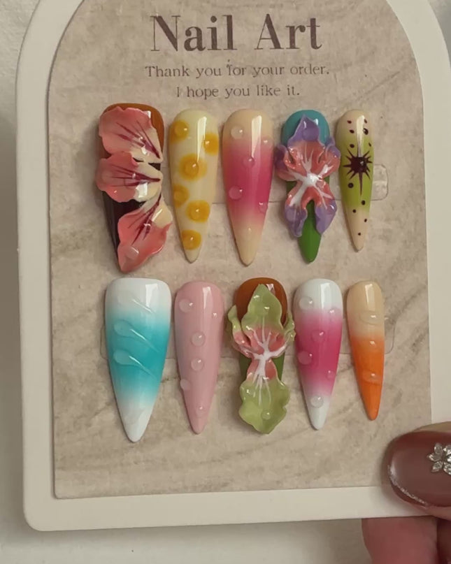 Tropical 3D Press On Nails