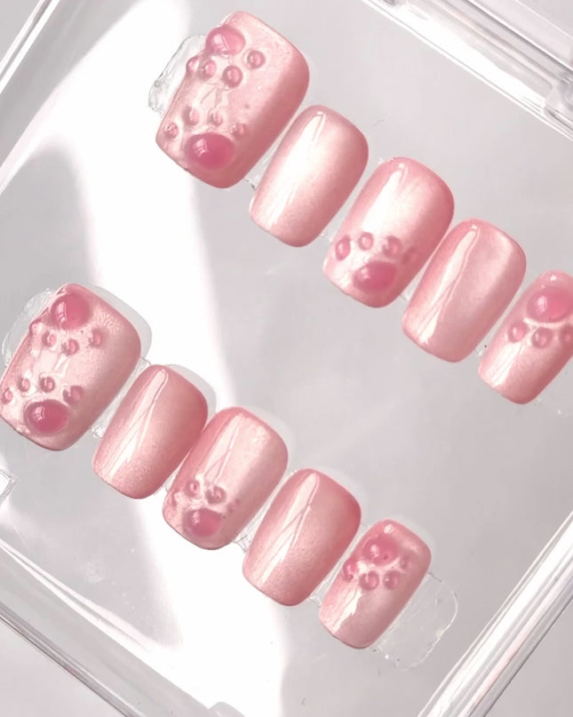 Blush Bubble Press On Nails