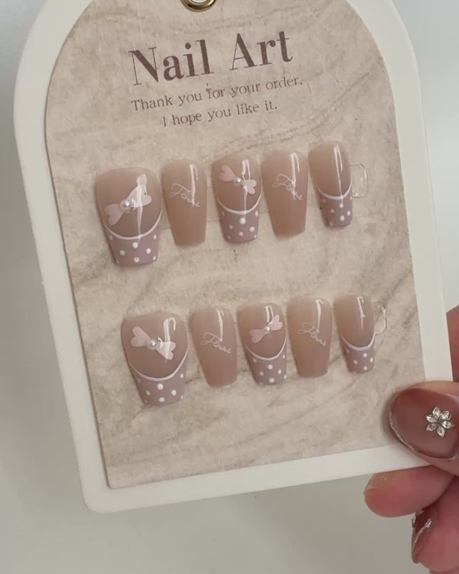 Bow & Polka Dot Press On Nails