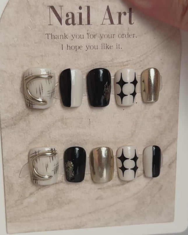 Chrome Star Press On Nails